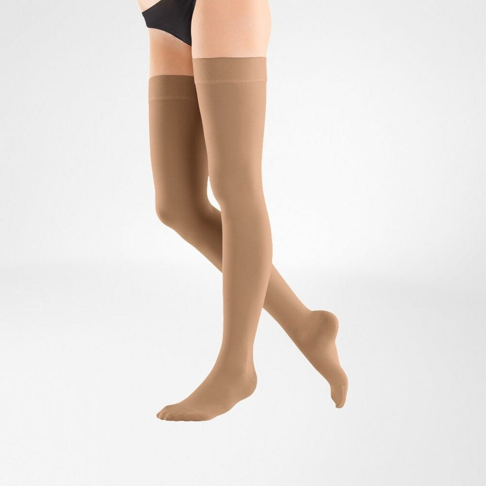 Bauerfeind VenoTrain Soft Thigh High 30-40 mmHg Compression Socks Closed Toe – Cashew