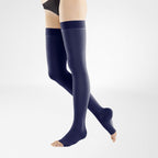 Bauerfeind VenoTrain Soft Thigh High 20-30 mmHg Compression Socks Open Toe – Navy