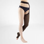 Bauerfeind VenoTrain Soft Thigh High Waist Attachment 30-40 mmHg Compression Socks Open Toe - Special Order Colours – Espresso
