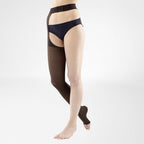 Bauerfeind VenoTrain Soft Thigh High Waist Attachment 30-40 mmHg Compression Socks Open Toe - Special Order Colours – Espresso
