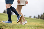 Bauerfeind VenoTrain Impuls compression stockings worn outdoors